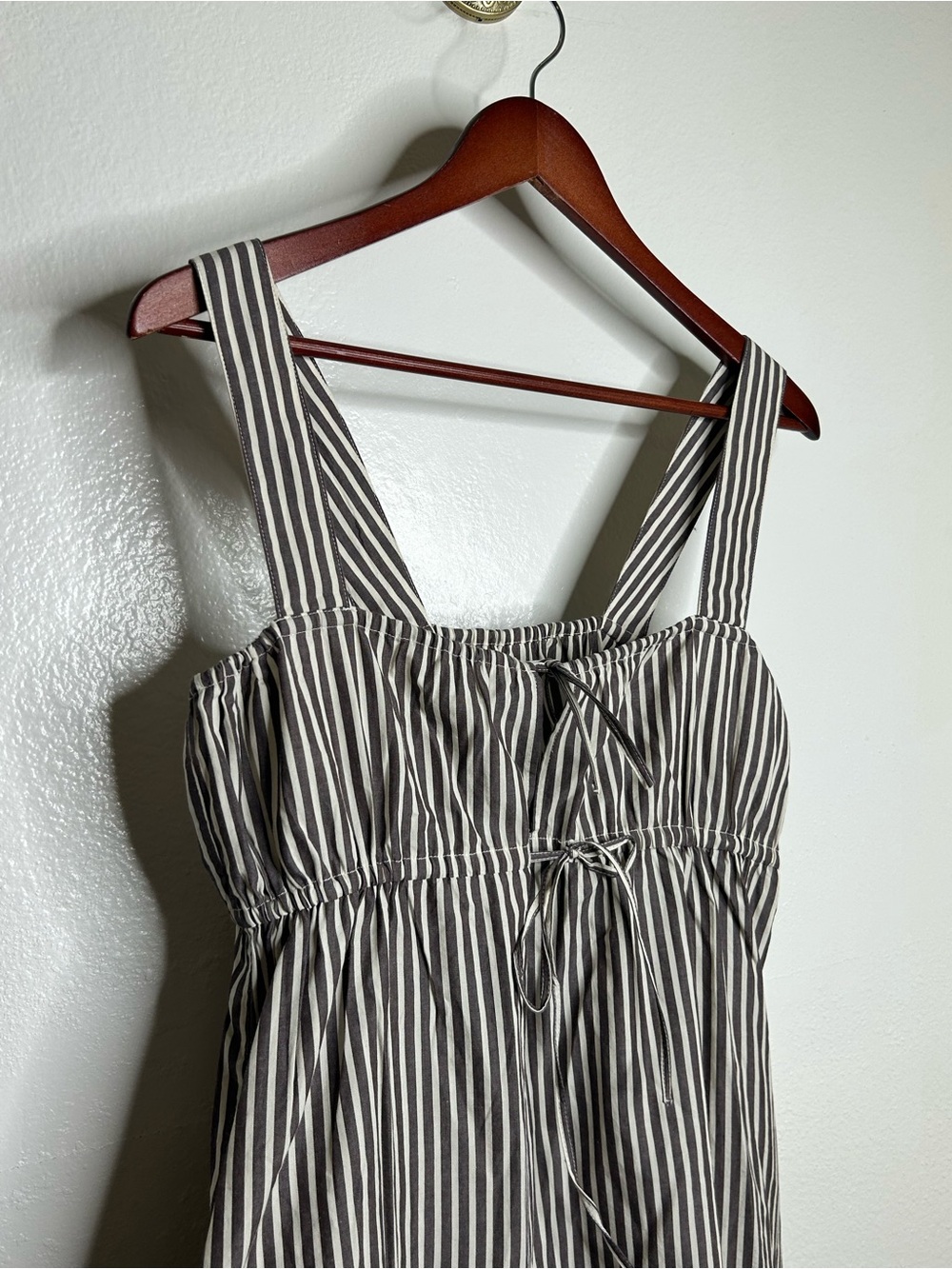 NWT MATE The Label 100% Organic Cotton Poplin Striped Brown Midi Dress